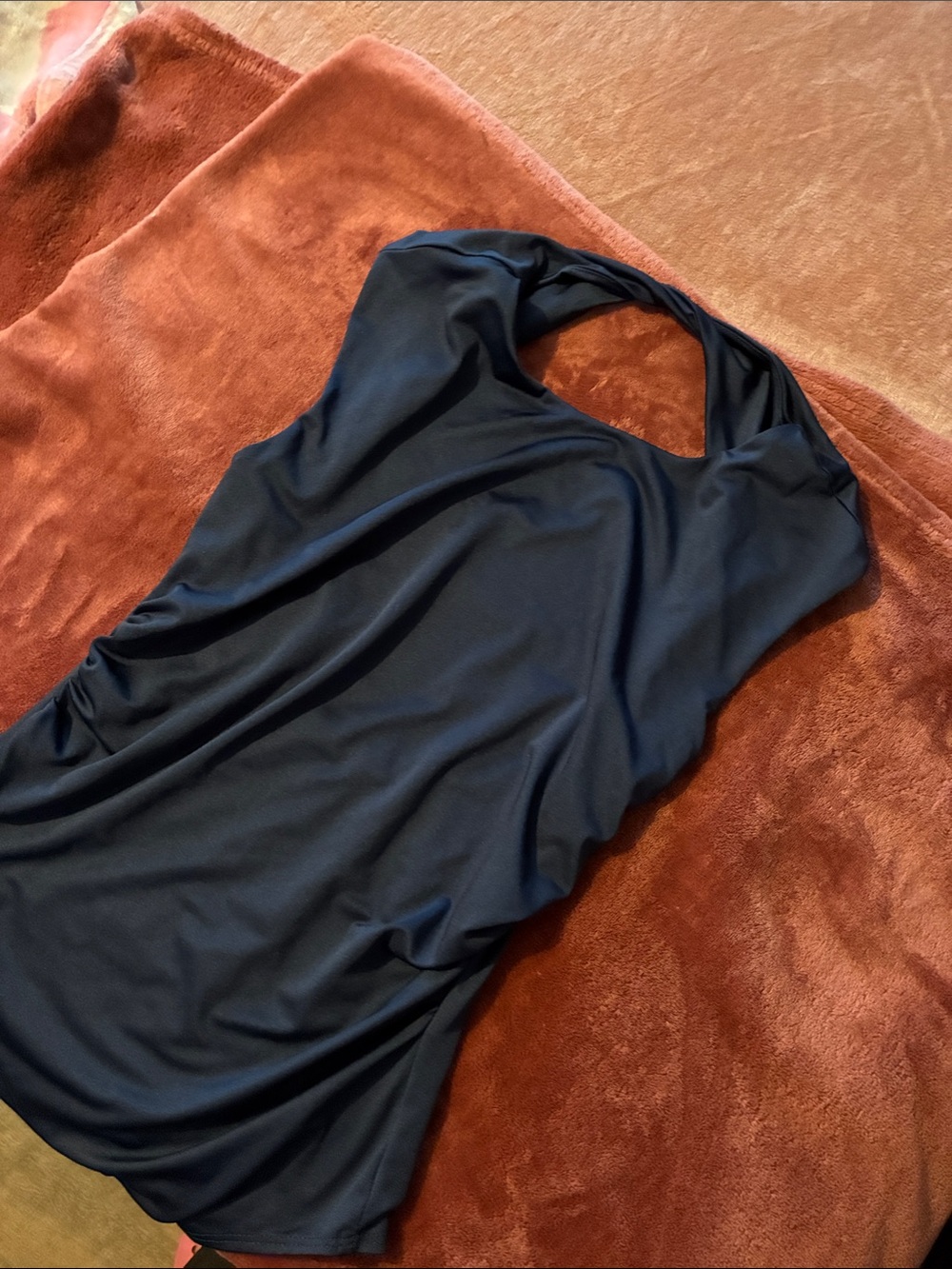 Sleek Navy Blue Sleep Chemise with Scoop Back